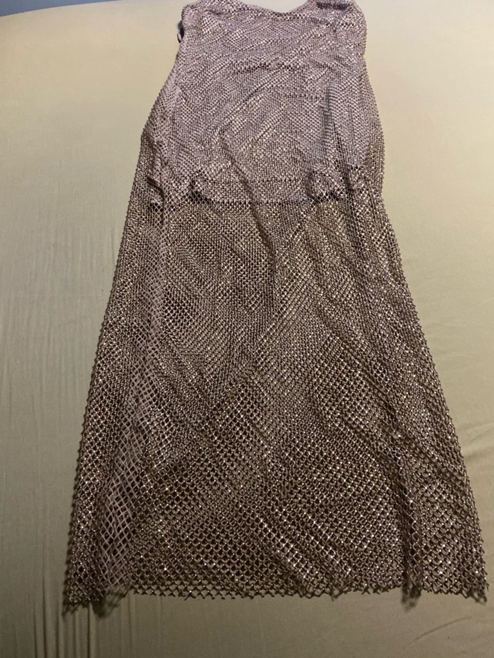 Windsor Metallic Mesh Maxi Skirt in Taupe